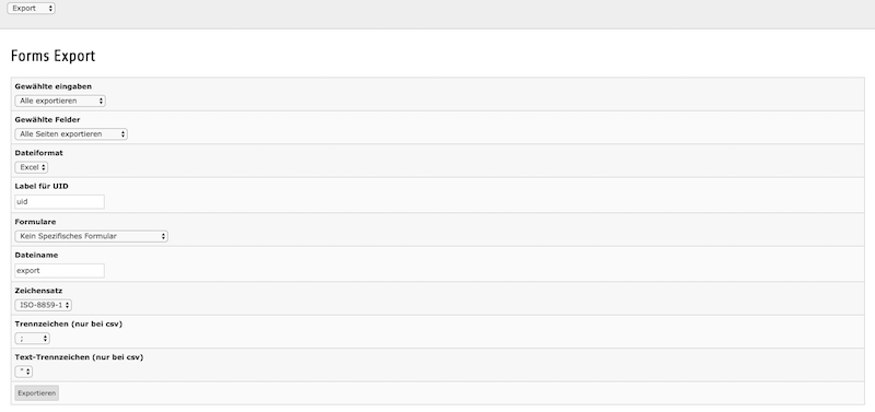 Form for custom export in module  Form Answers