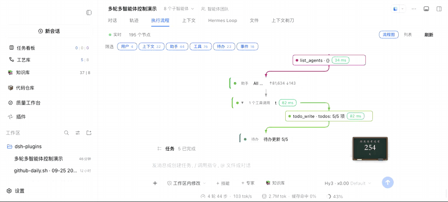 demo:实时流程图 · 展开折叠 · 双击详情 · 下钻子代理