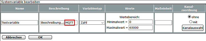 MQTT-Systemvariable