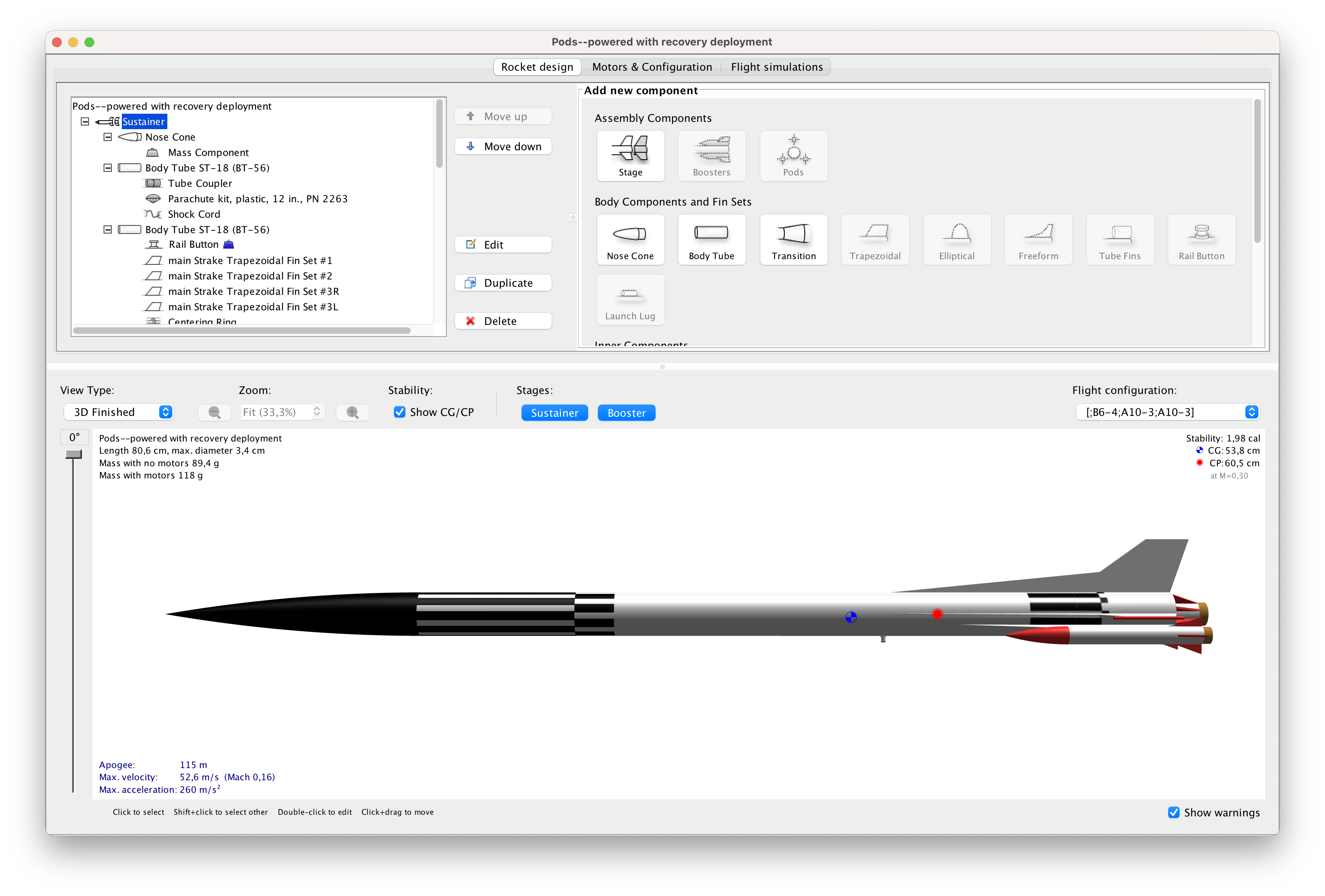 Three-stage rocket - 3D