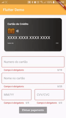 O aplicativo de exemplo em execução no Android