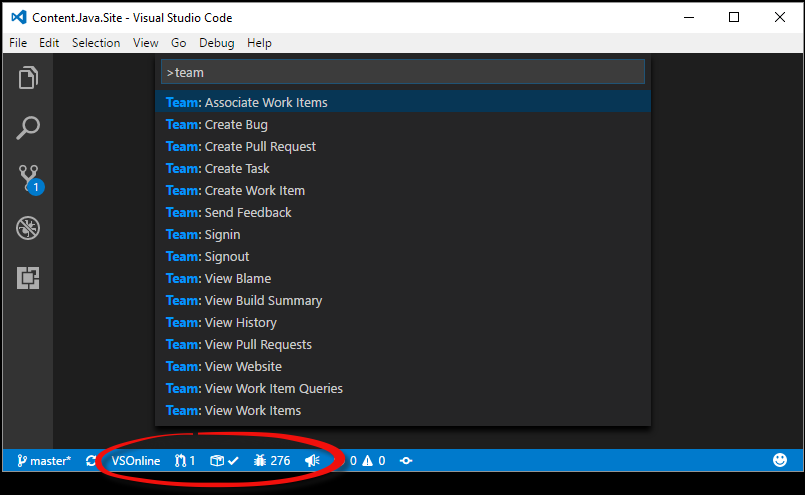 Visual Studio Team Services extension