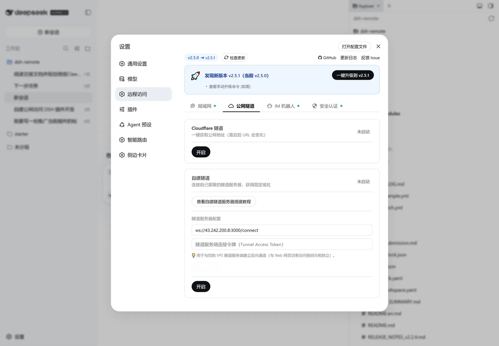 公网隧道配置控制台