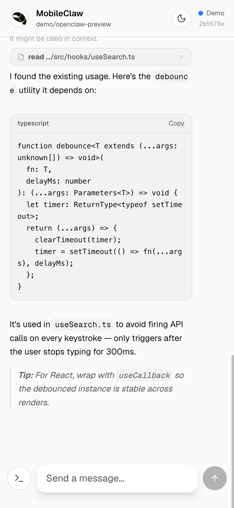 Code blocks with syntax highlighting