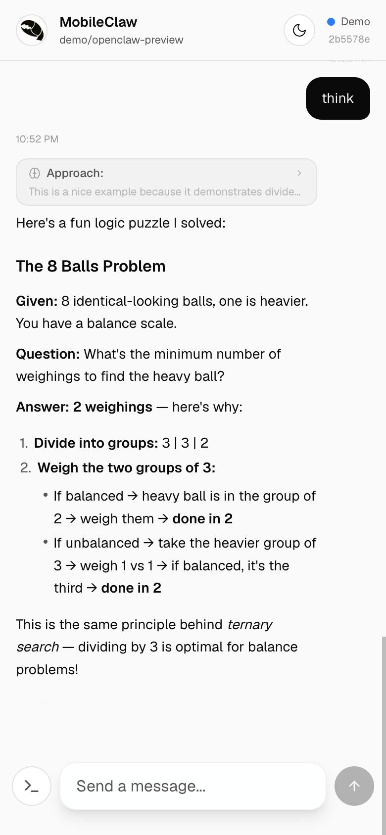 Expandable thinking blocks