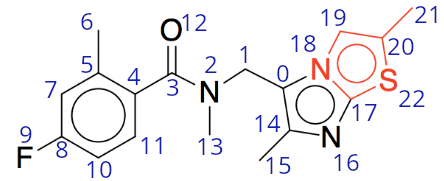 Cc1cc(F)ccc1C(=O)N(C)Cc1c(C)nc2scc(C)n12