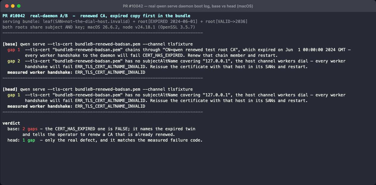 real daemon boot log, base vs head