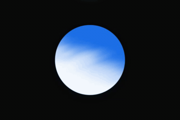 A soft blue orb with drifting internal cloud motion