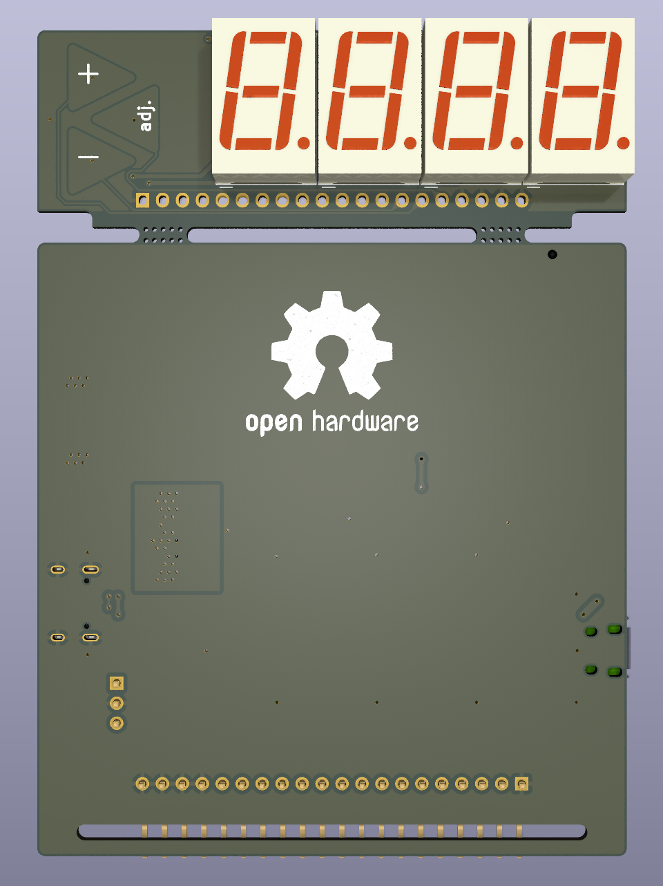 PCB 3D view, bottom