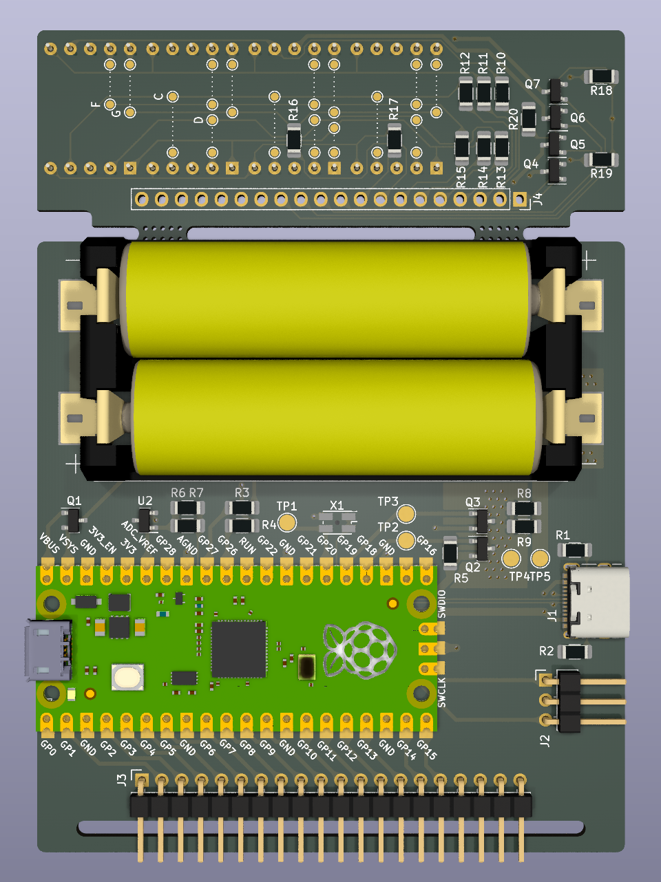 PCB 3D view, top