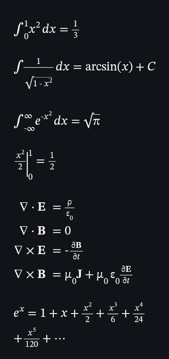 Orcex Skia renderer preview including integrals and Maxwell equations