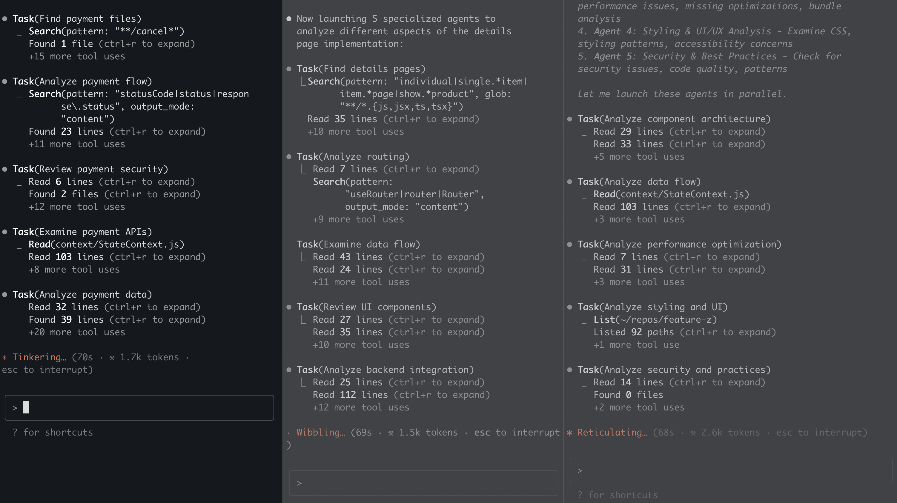 Subagents executing tasks in parallel via a shared task list