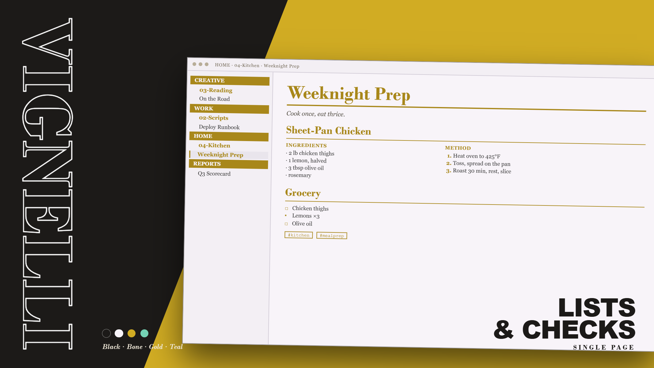 Lists & checklists — single page