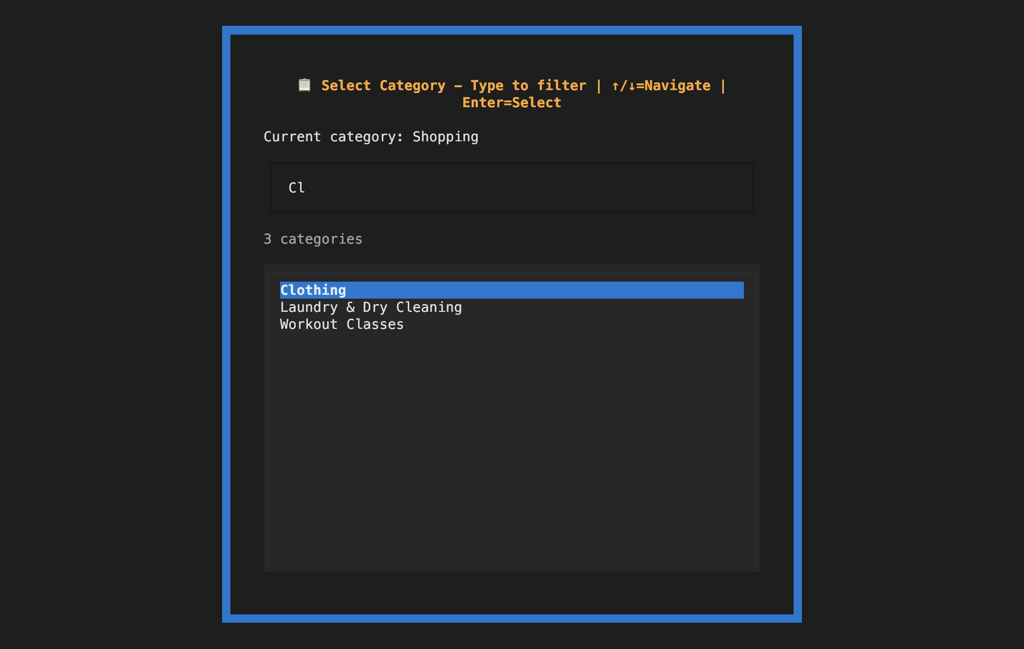 Edit category selection
