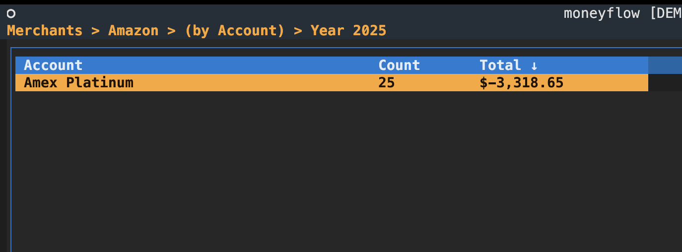 Drilled into Amazon, grouped by Account