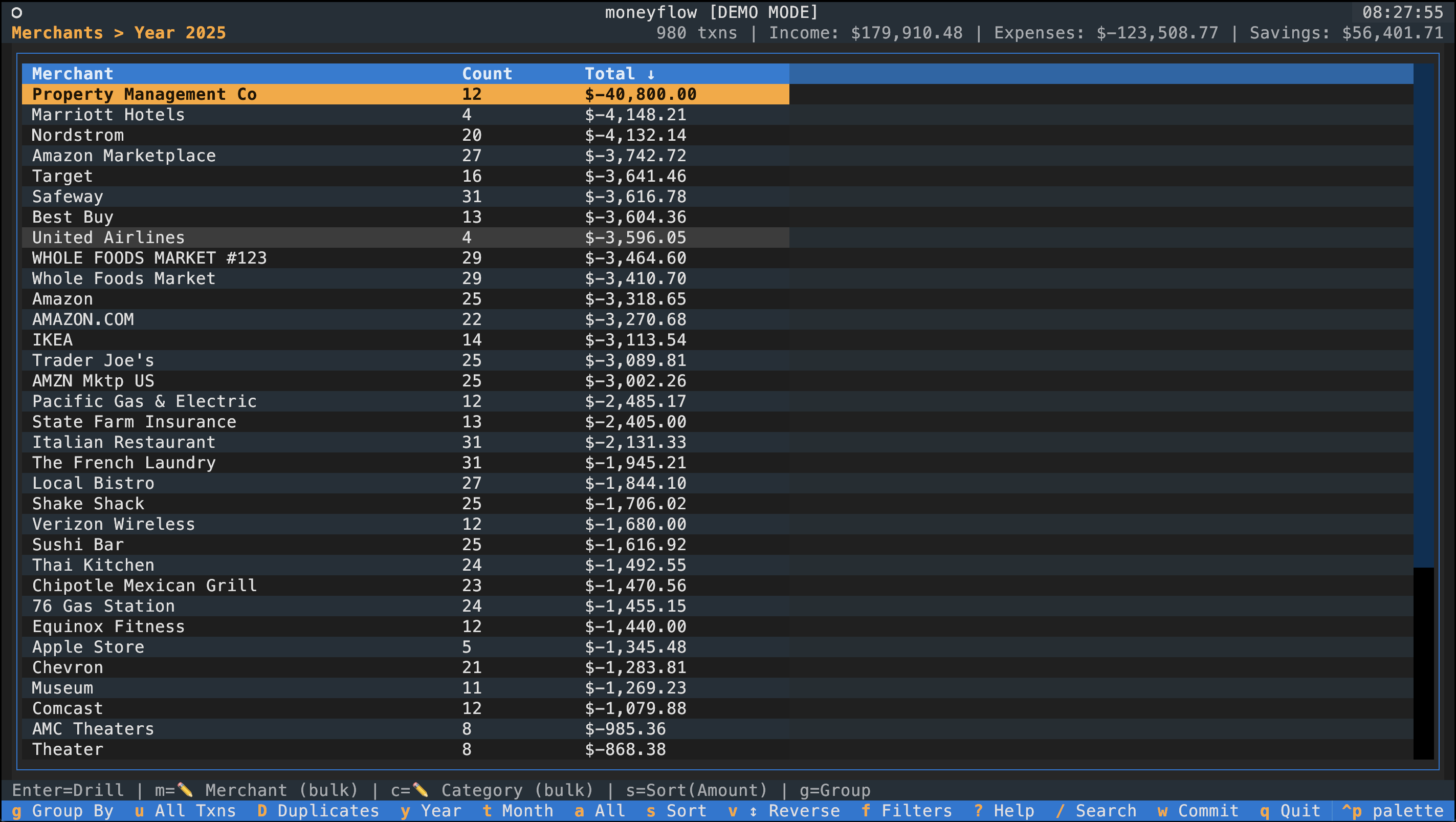 moneyflow terminal UI
