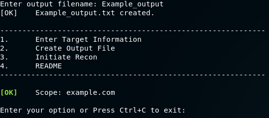 Entering output filename