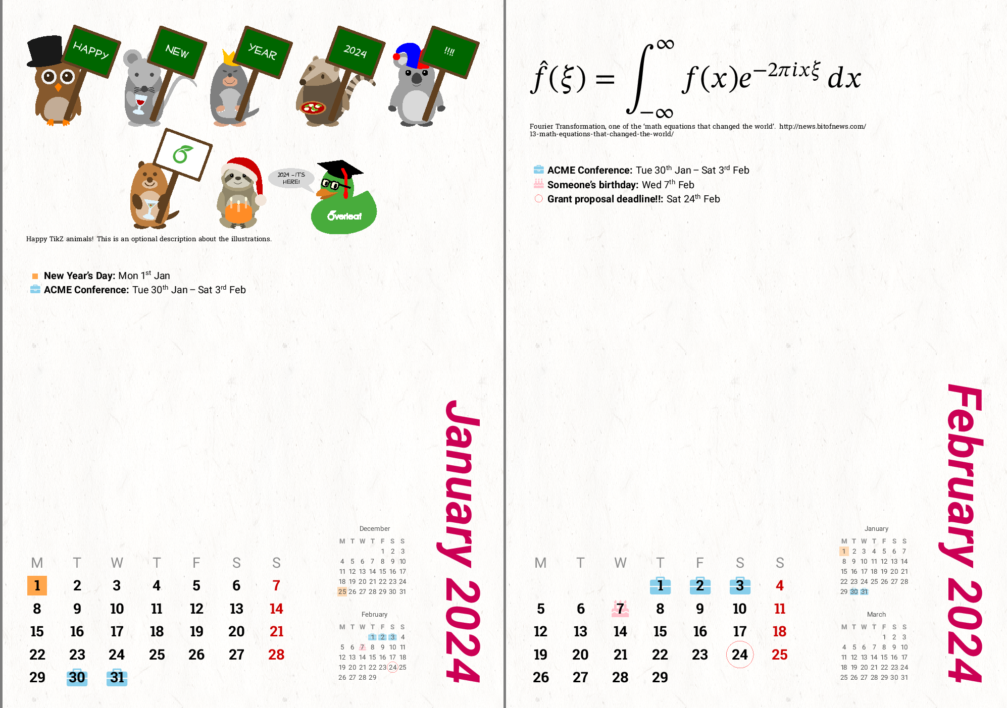 'Giant' calendar format