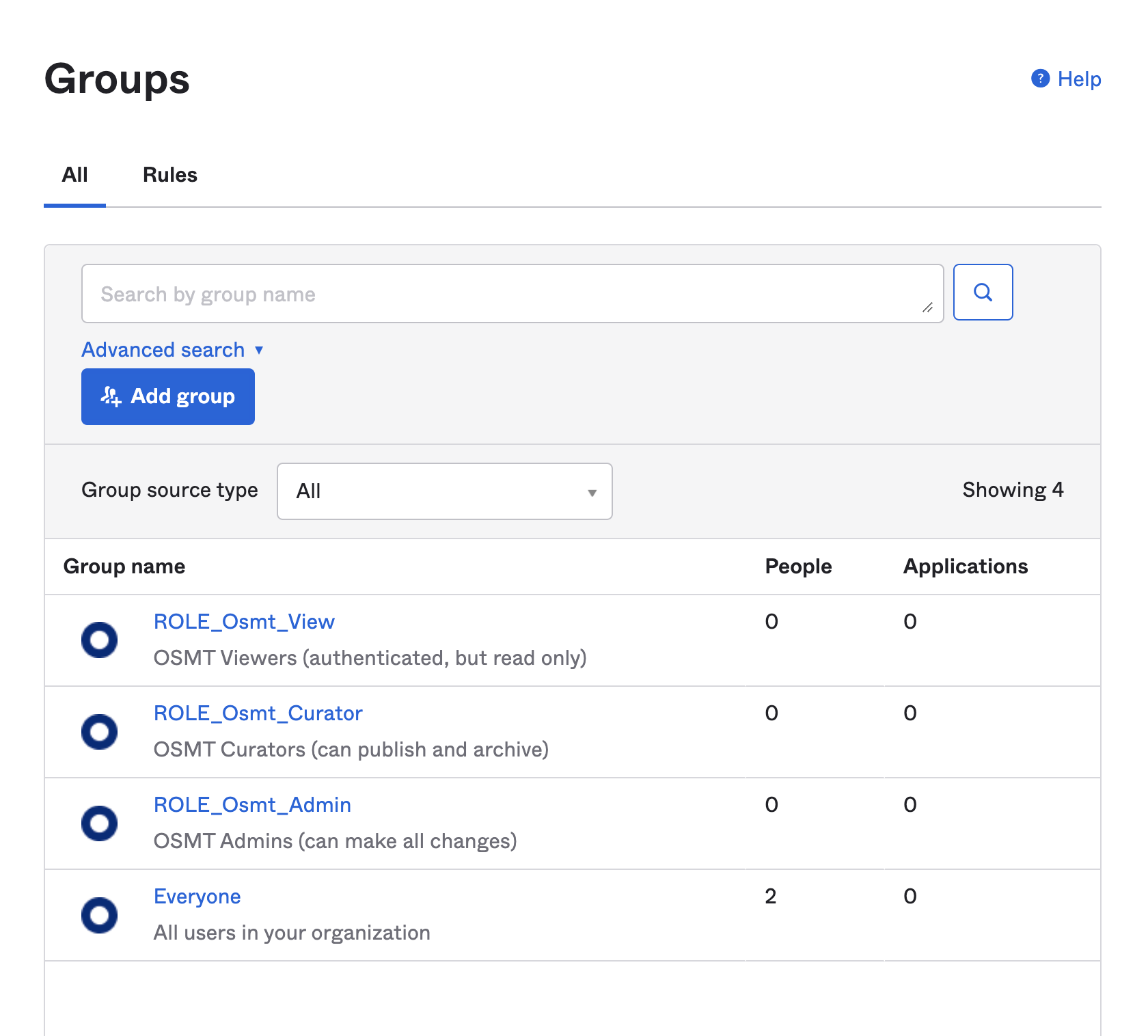 Okta Groups for OSMT Roles