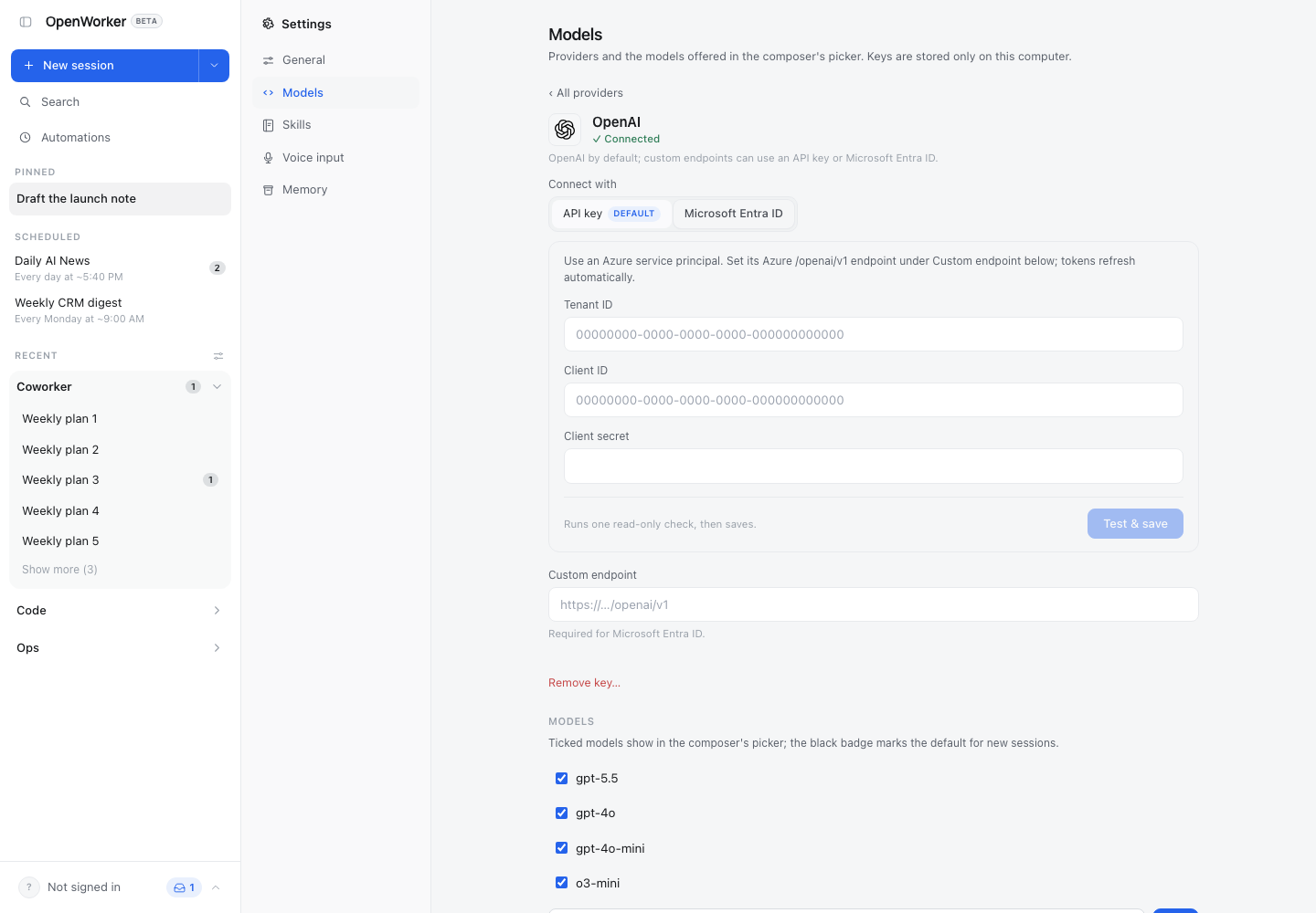 After: Microsoft Entra ID settings