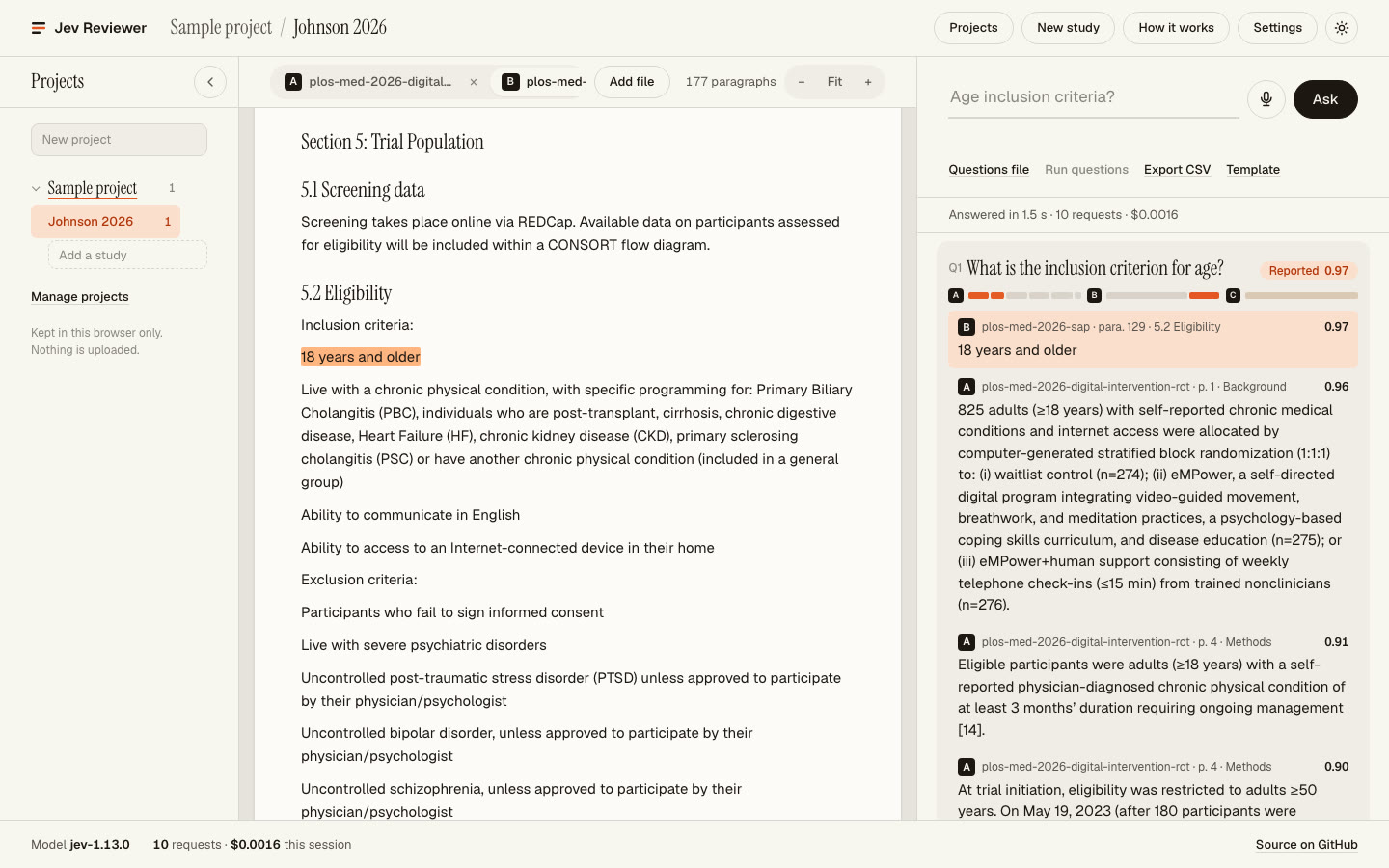 choxos/jev-reviewer screenshot