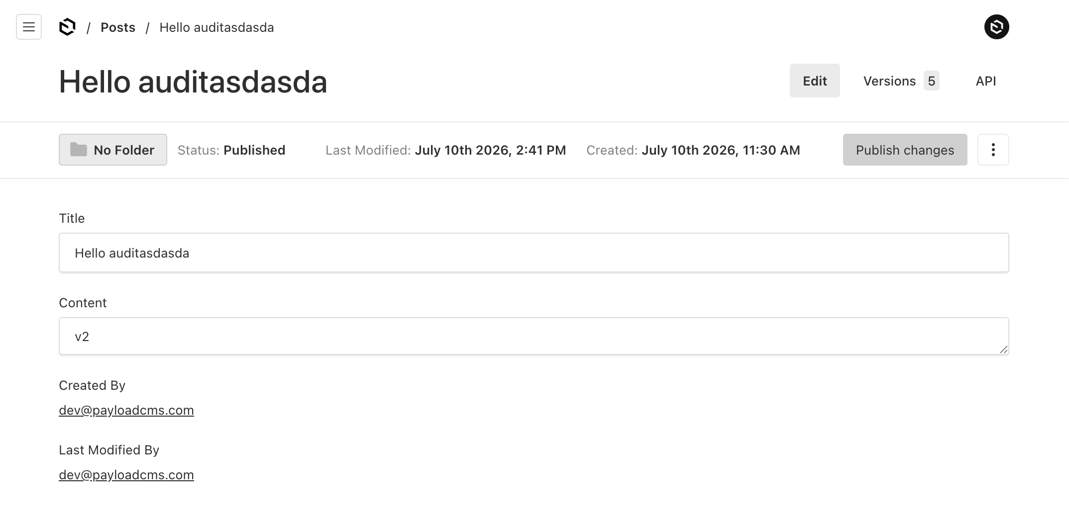 Audit fields on a document