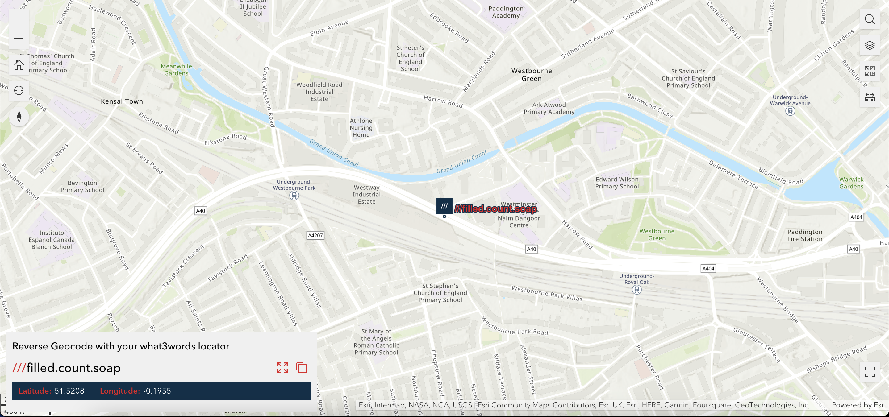 Final ArcGIS Experience Builder - what3words widget