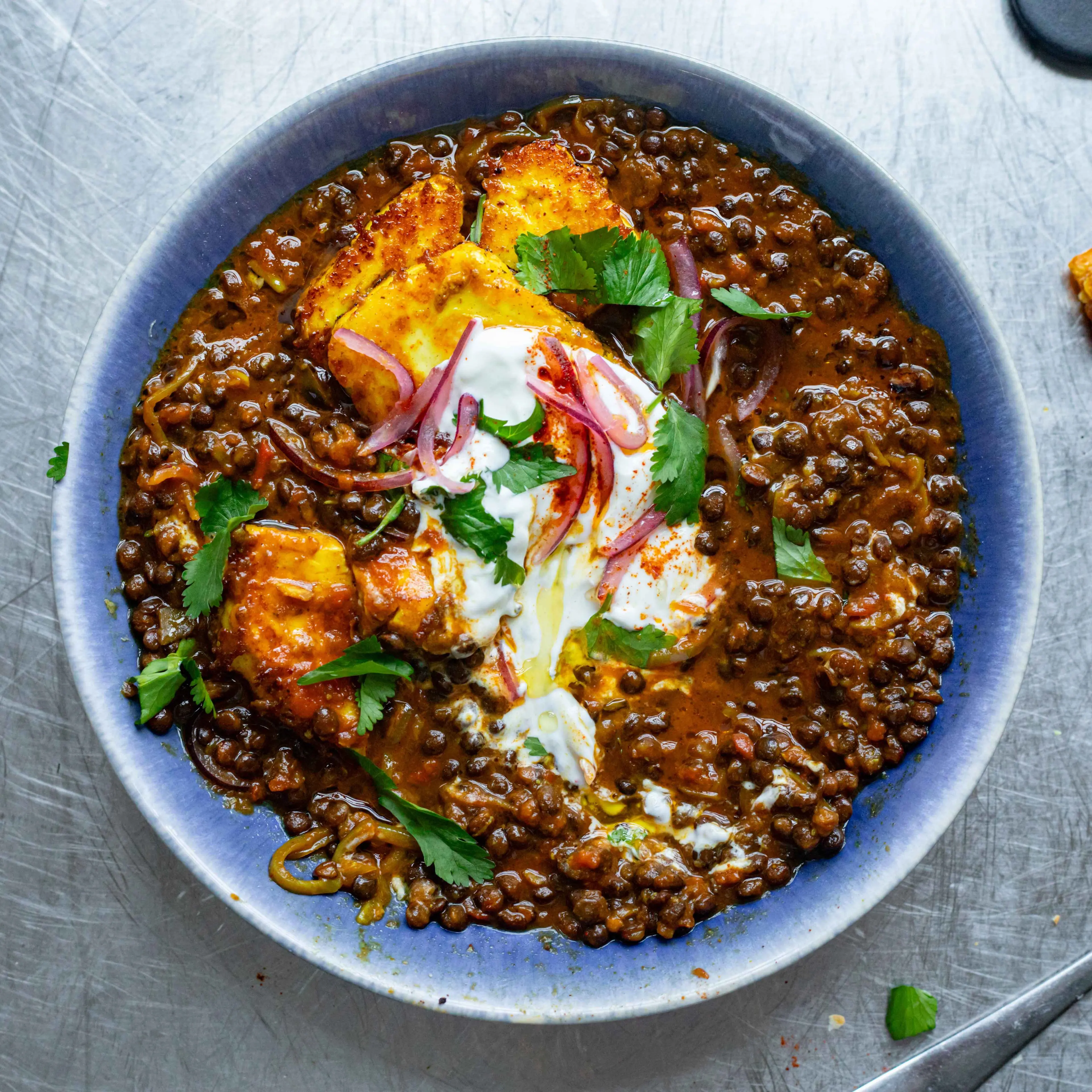 tikka-halloumi-curried-lentils