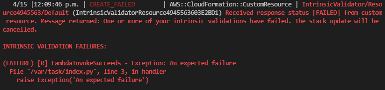 An example of an intrinsic validation error
