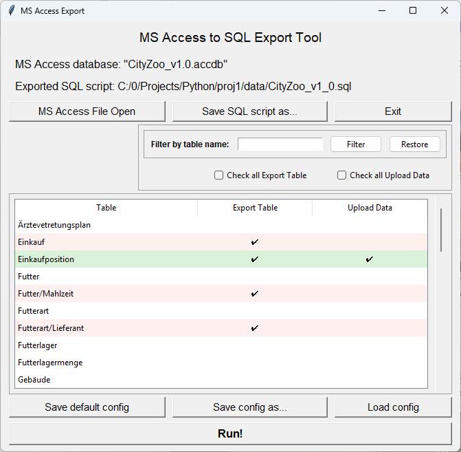 MS Access export tool