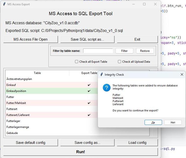 MS Access export tool