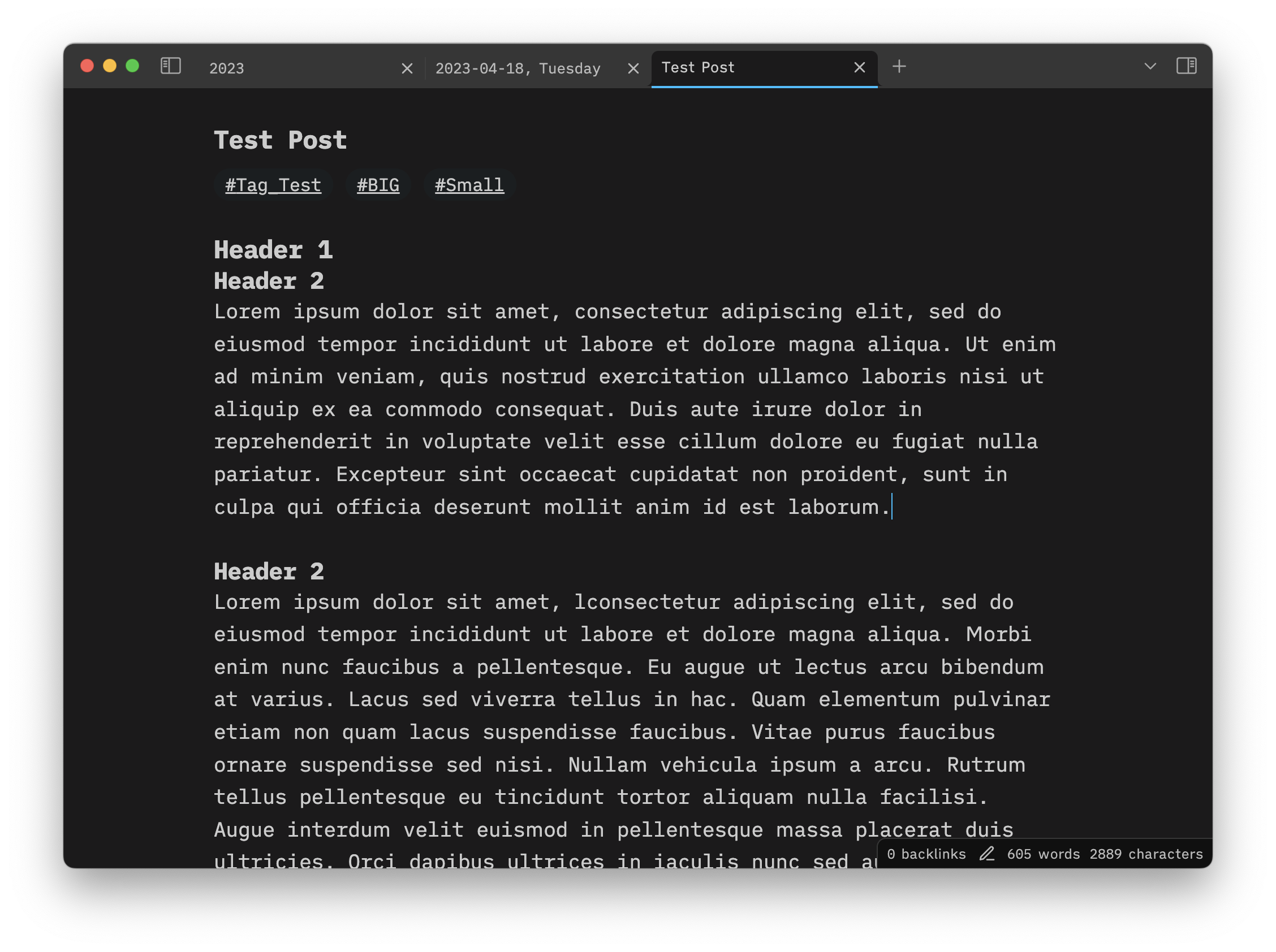 Dark Mode Screenshot with Left Sidebar Hidden