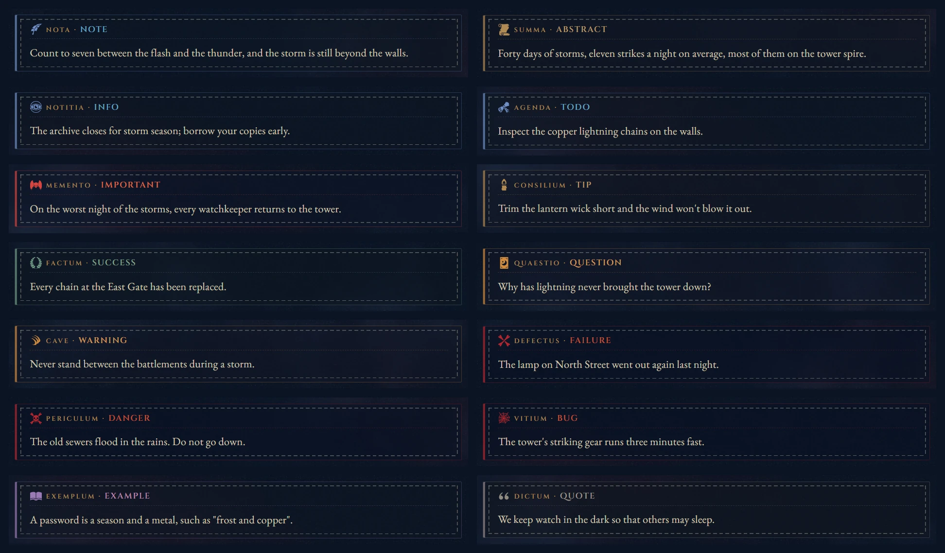 All callout types