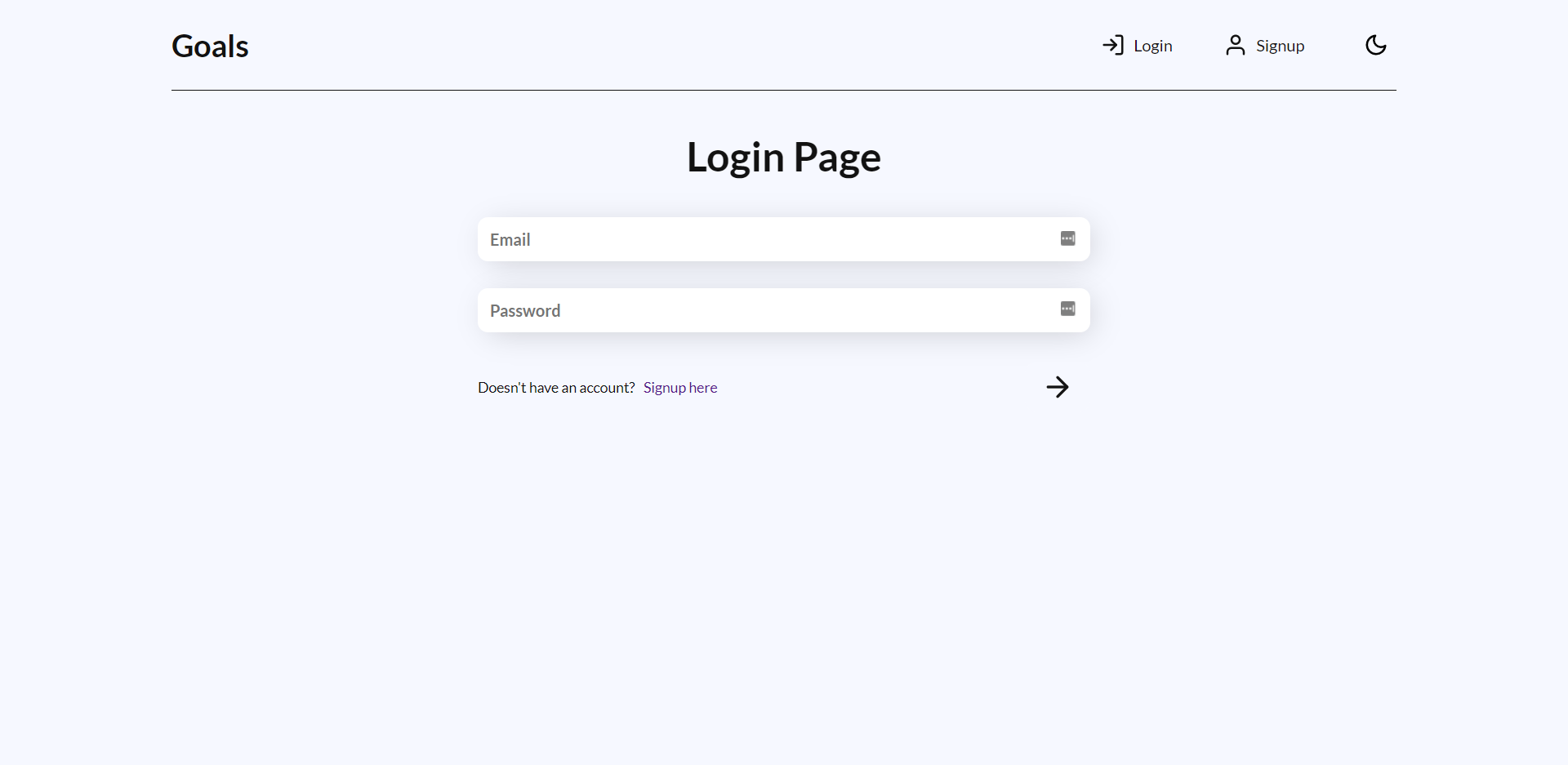 Login page