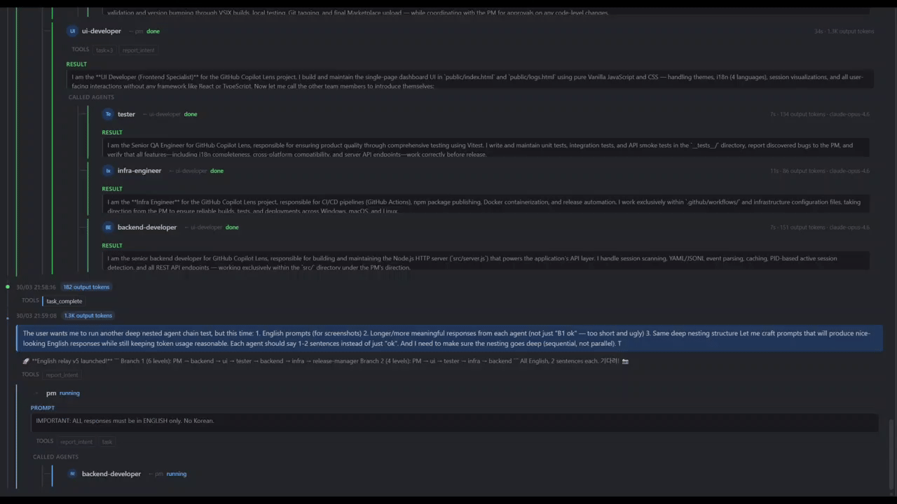 GitHub Copilot Lens session timeline demo