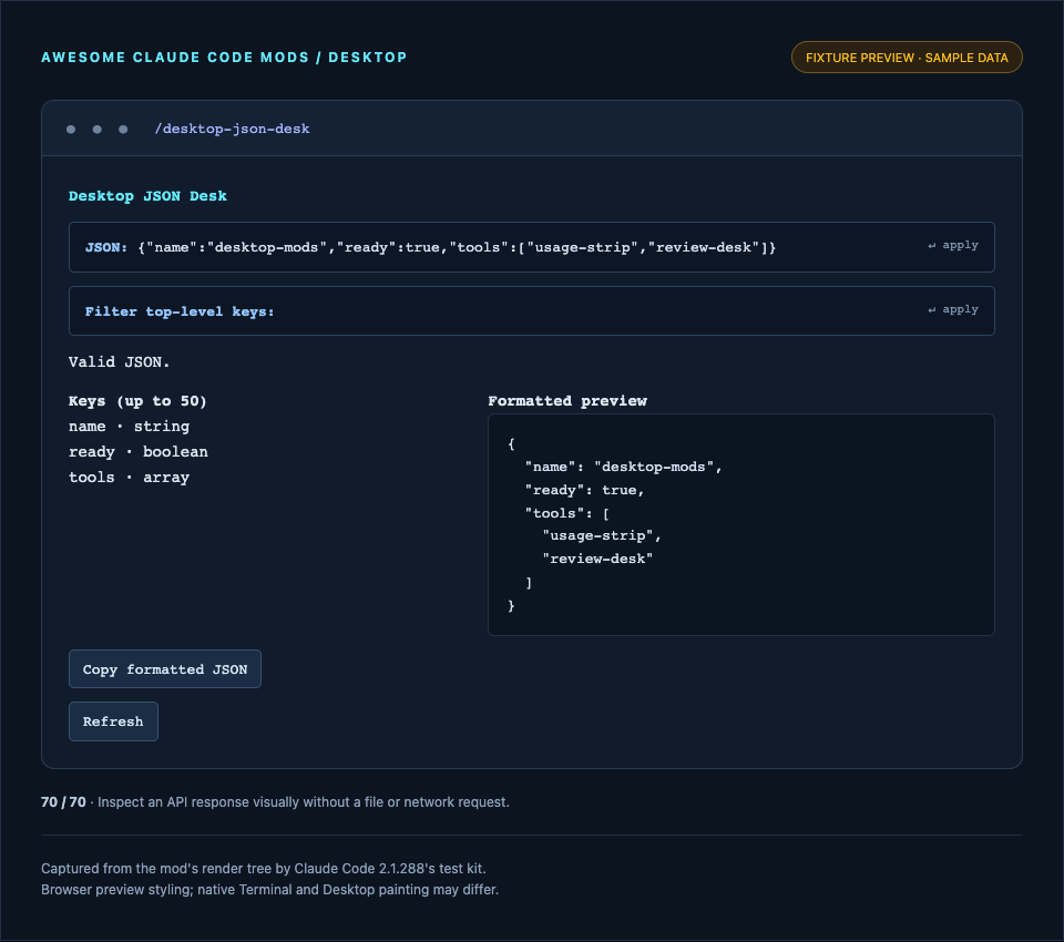 Desktop JSON Desk preview