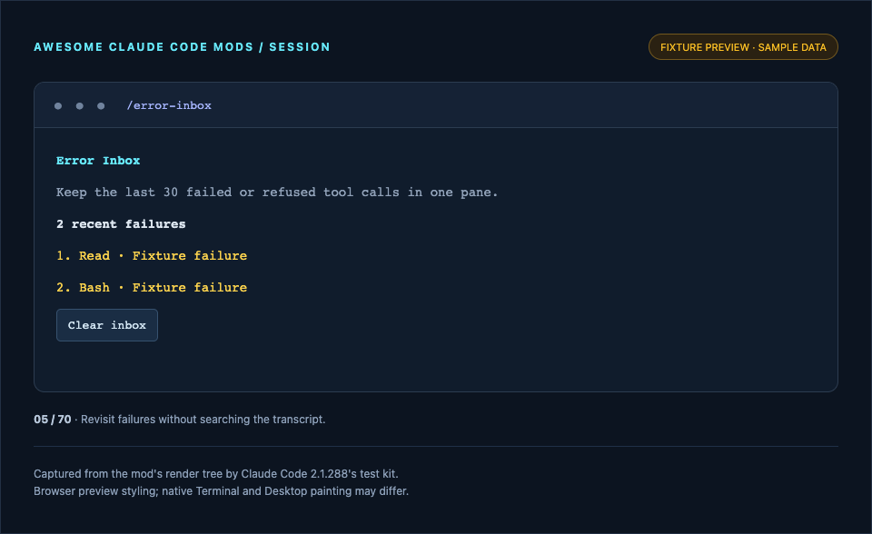 Error Inbox preview