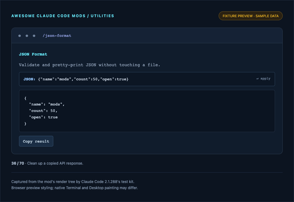 JSON Format preview