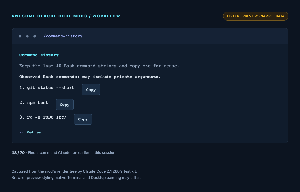 Command History preview