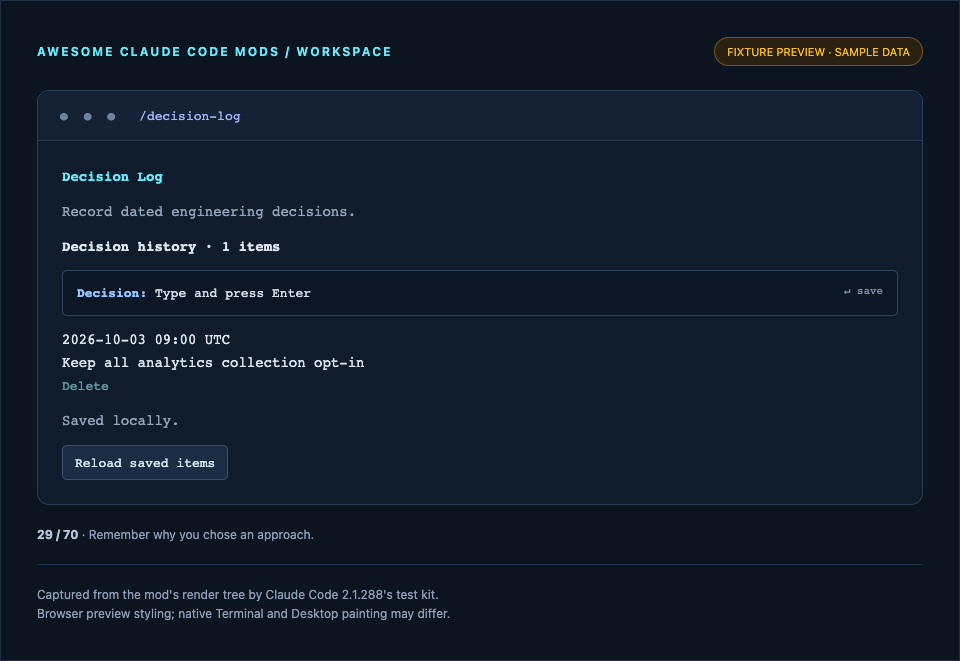 Decision Log preview