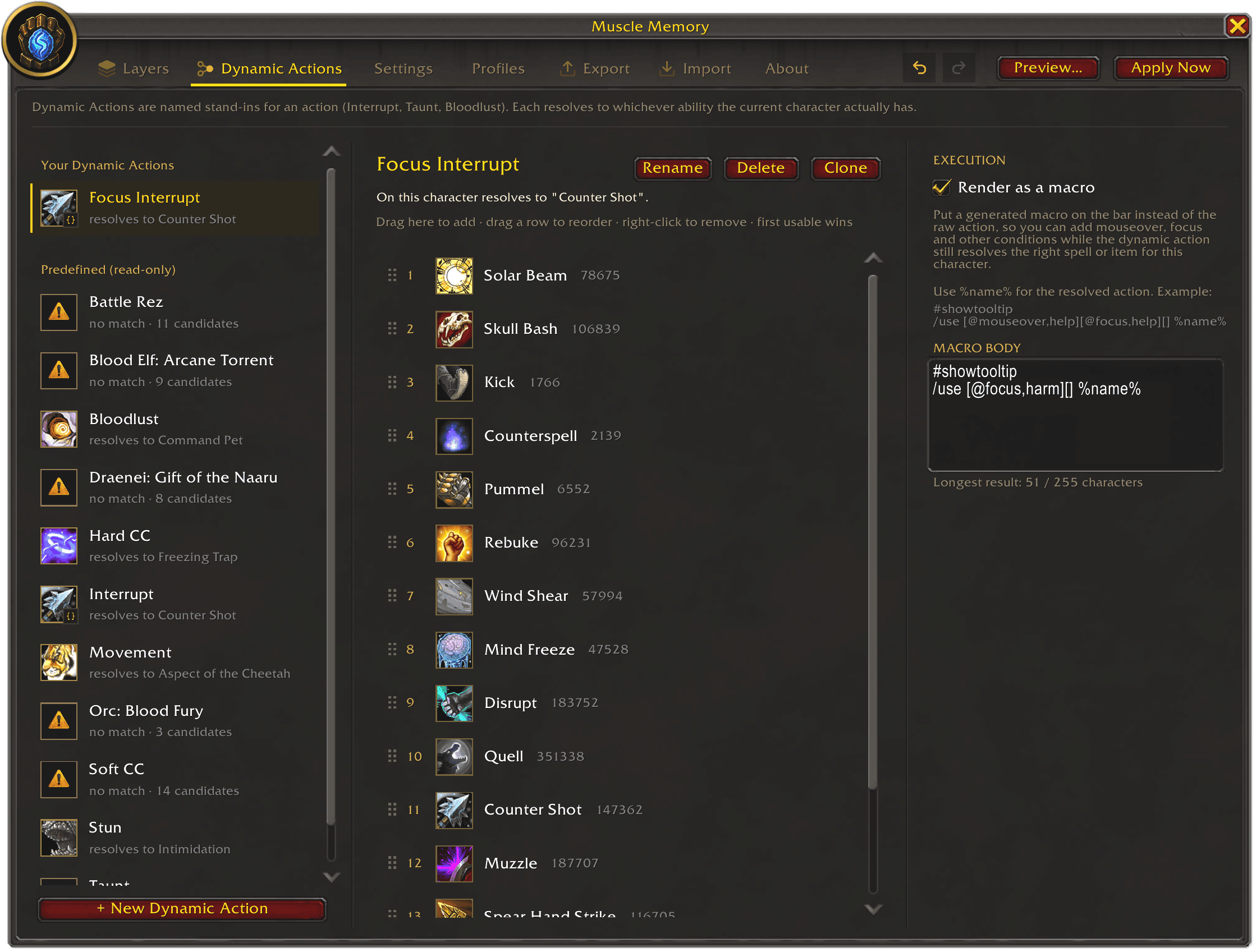 Muscle Memory macro editor