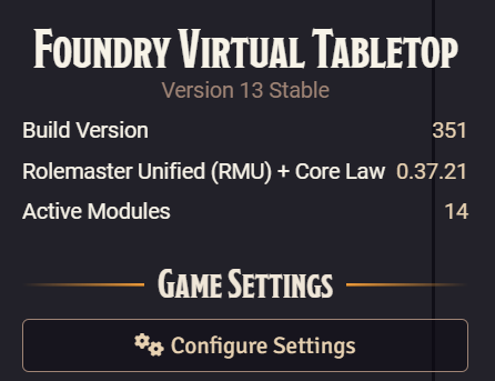 Foundry Game Setting in sidebar