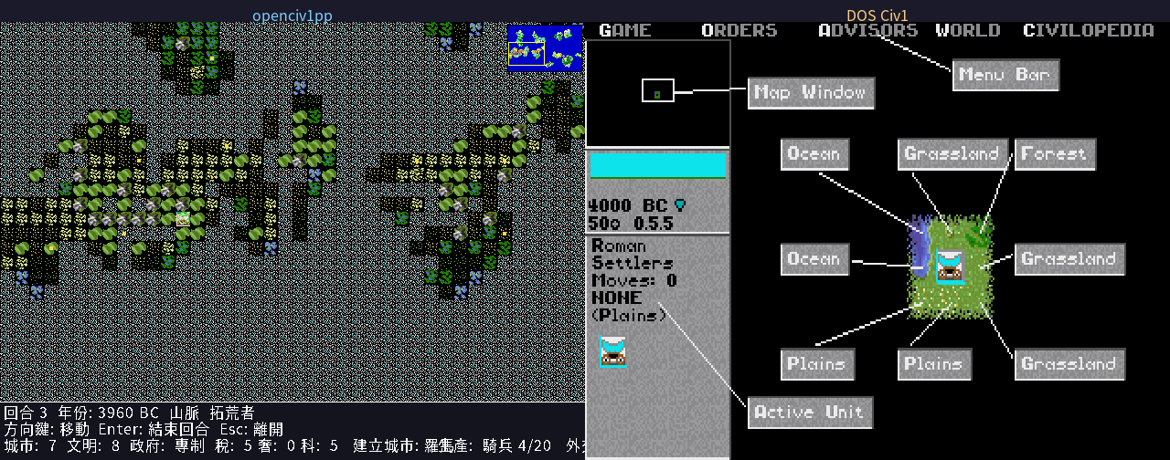 OpenCiv1++ screenshot