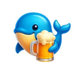 WailBrew logo - a whale holding a mug of beer