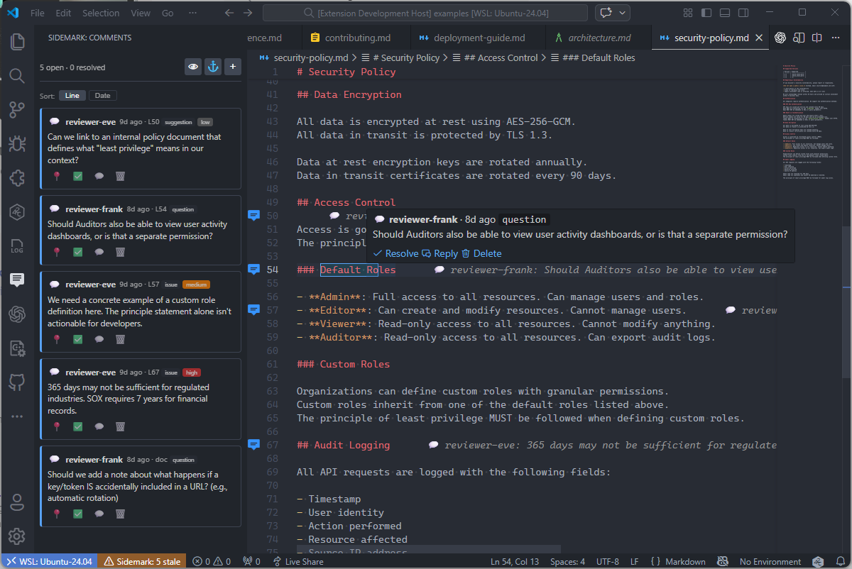 Sidemark for VS Code