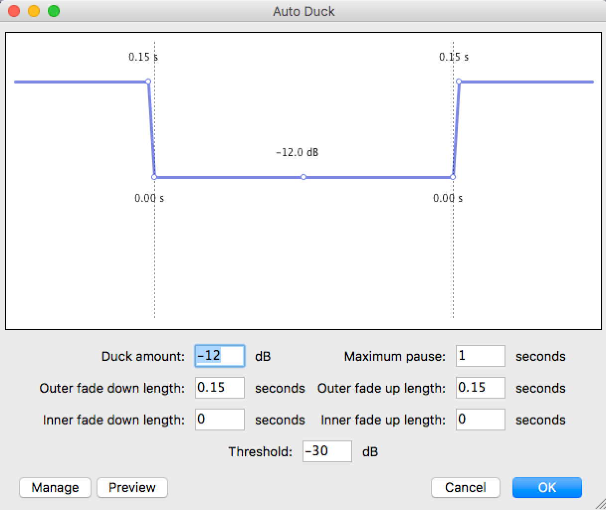 auto duck parameters