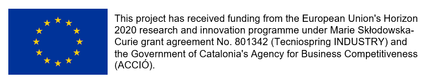 This project has received funding from the European Union's Horizon 2020 research and innovation programme under Marie Skłodowska-Curie grant agreement No. 801342 (Tecniospring INDUSTRY) and the Government of Catalonia's Agency for Business Competitiveness (ACCIÓ).