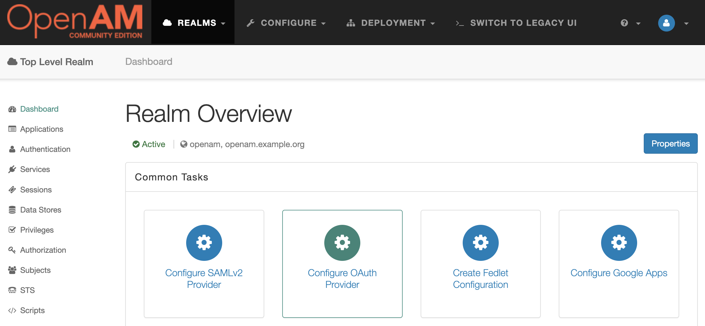 OpenAM Configure OAuth Provider