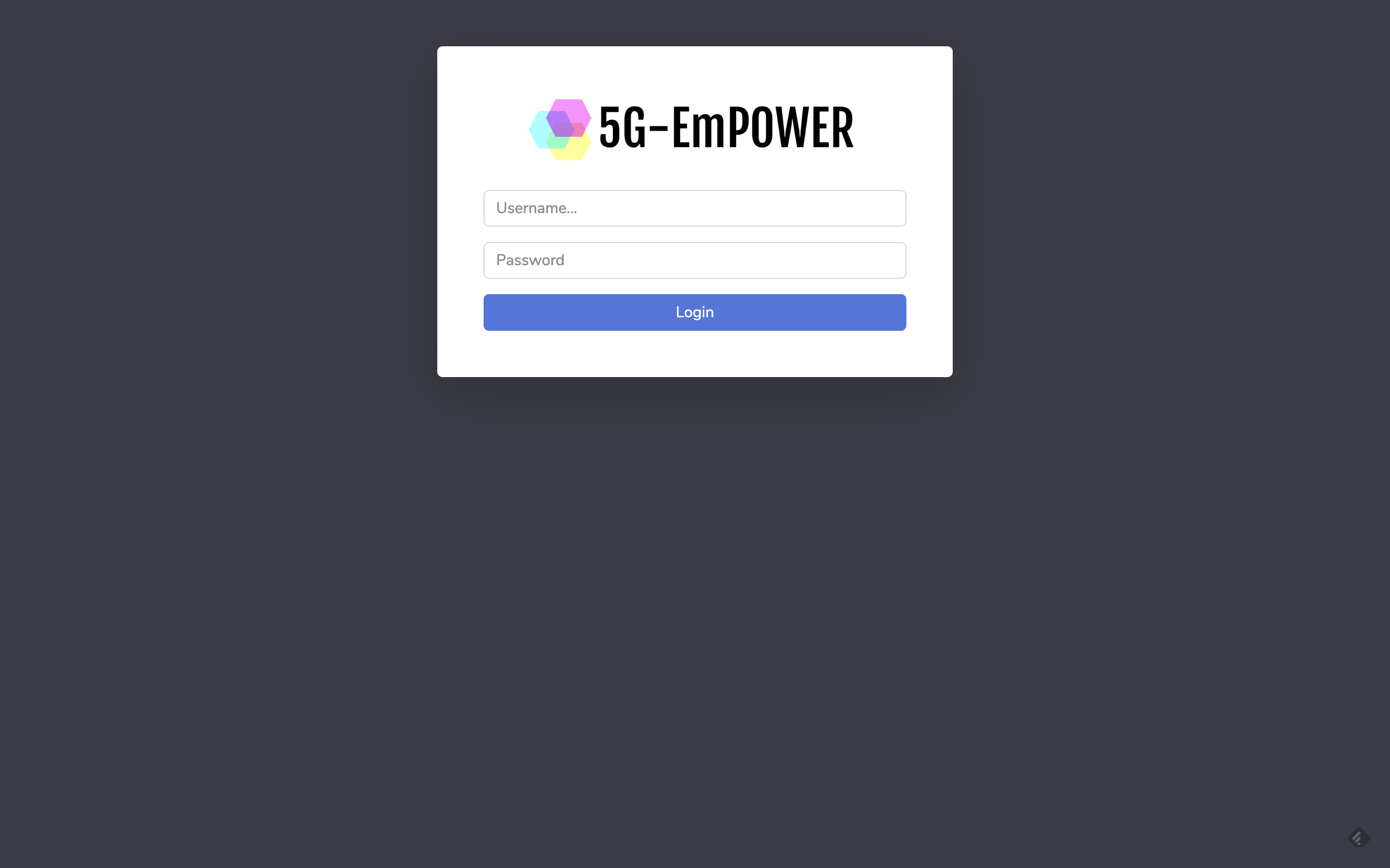 5G-EmPOWER Web GUI Login Page