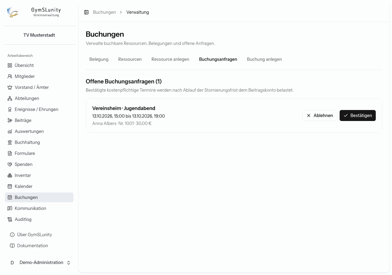 Offene Buchungsanfragen